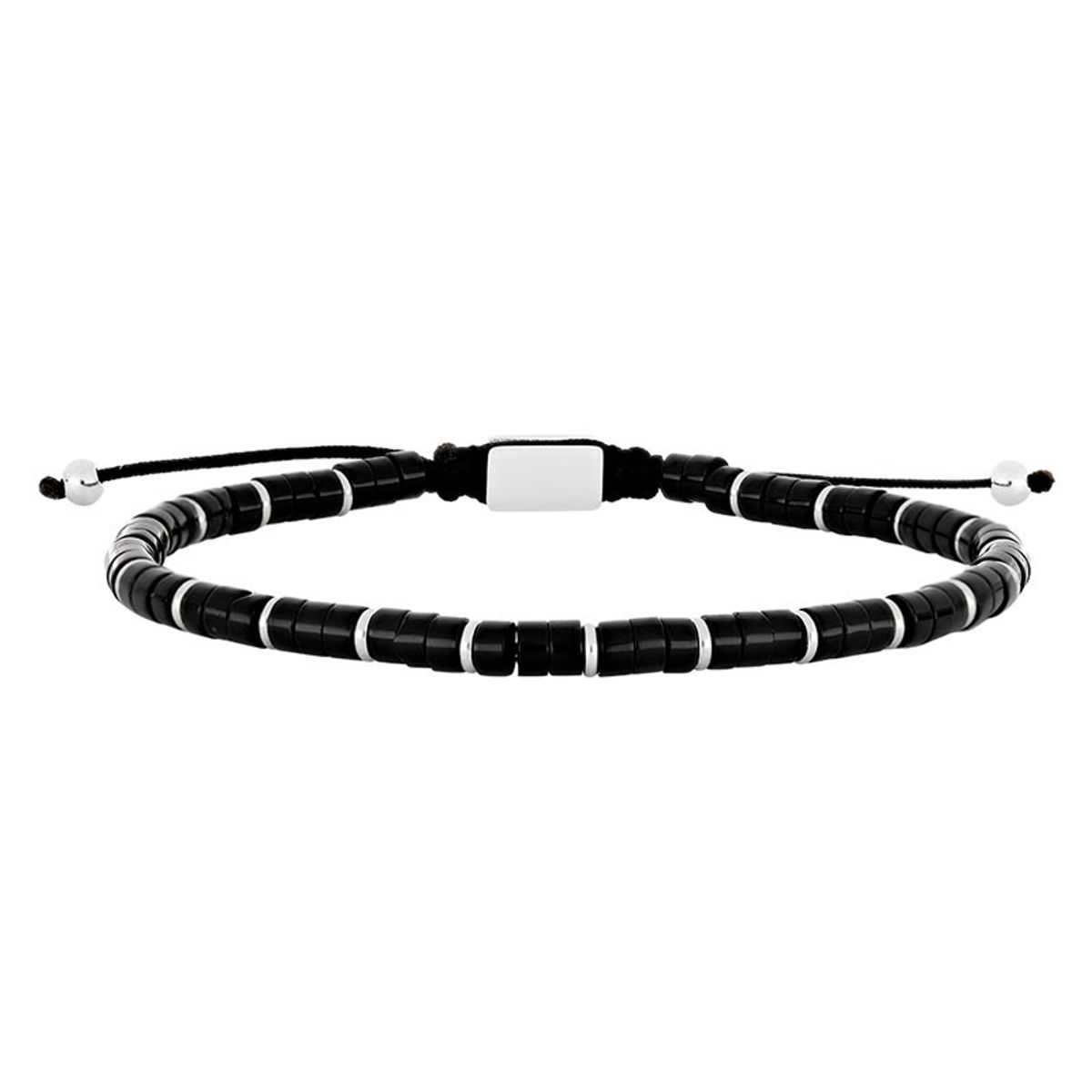 Son of Noa sort onyx/stål armbånd, 19-25 cm