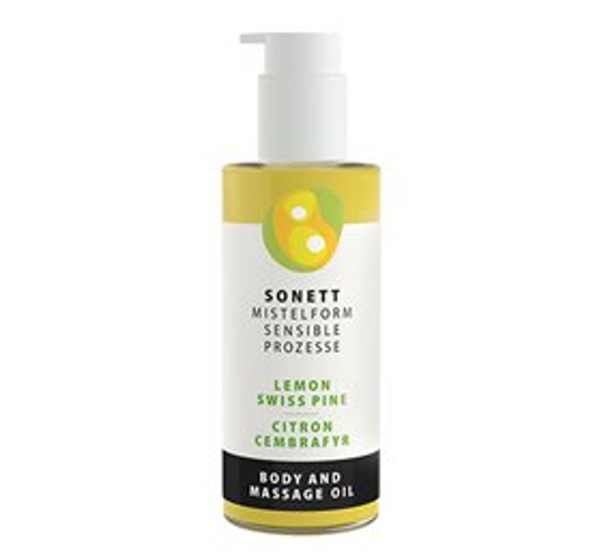 Sonett Krops & Massageolie citron og cembrafyr. - 145ml.