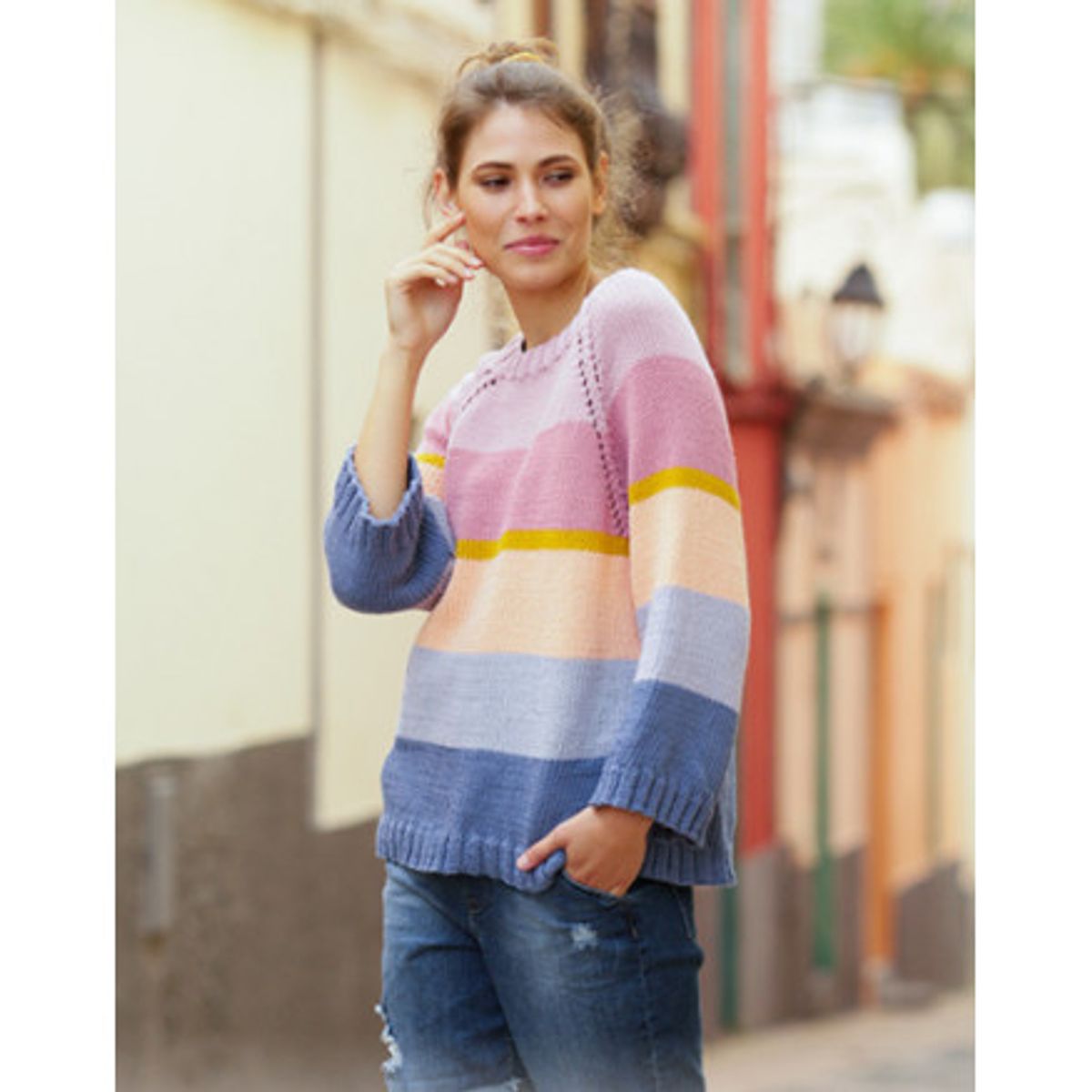 Sonora Sunrise Sweater by DROPS Design - Bluse Strikkeopskrift str. S - Medium