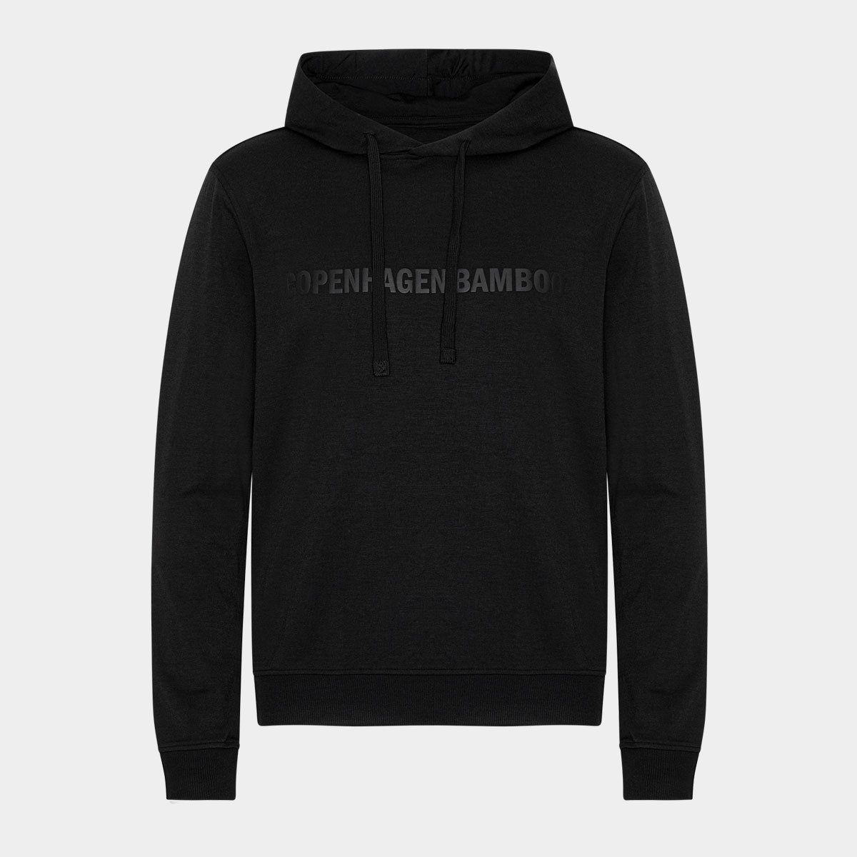 Sort bambus hoodie med logo, XS