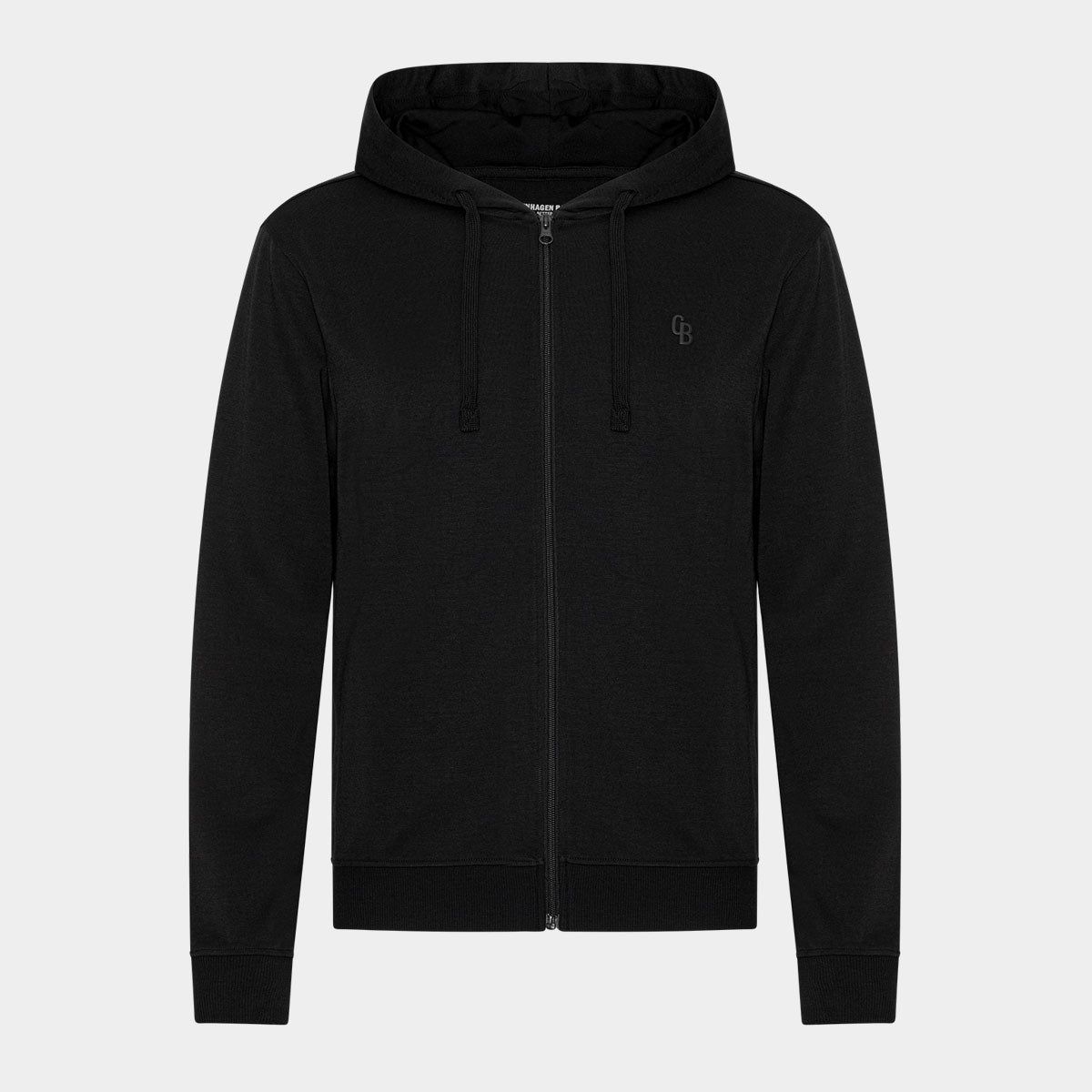 Sort bambus hoodie med lynlås fra Copenhagen Bamboo, L