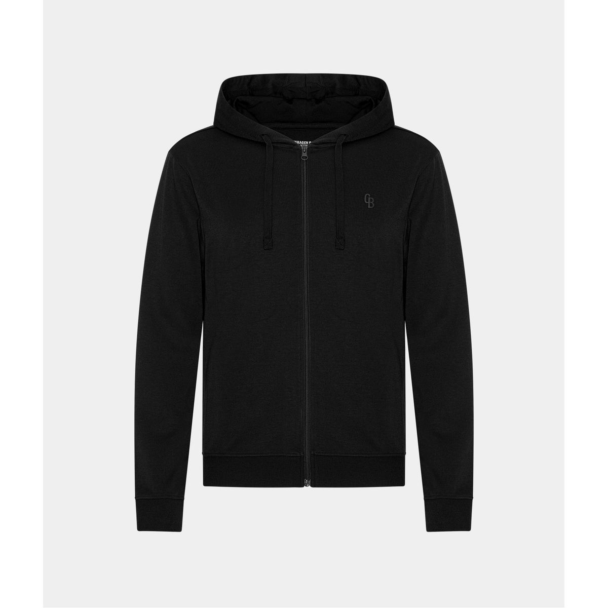 Sort bambus hoodie til mænd med lynlås fra Copenhagen Bamboo, M