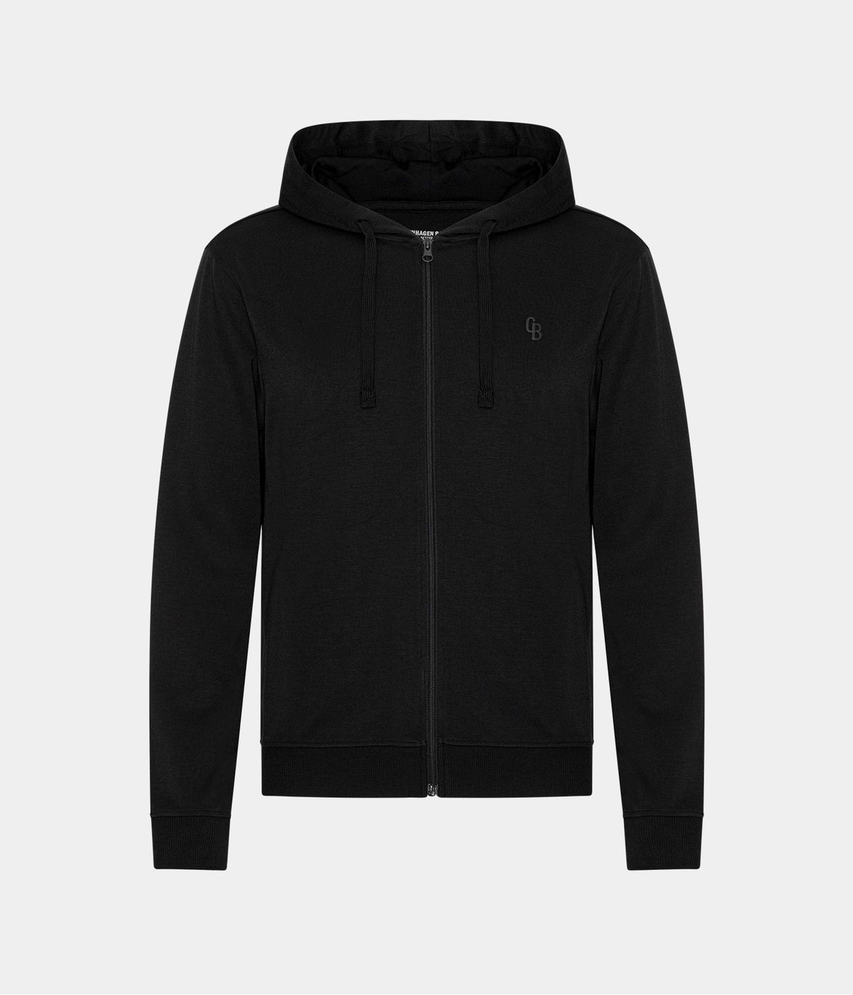 Sort bambus hoodie til mænd med lynlås fra Copenhagen Bamboo, XS