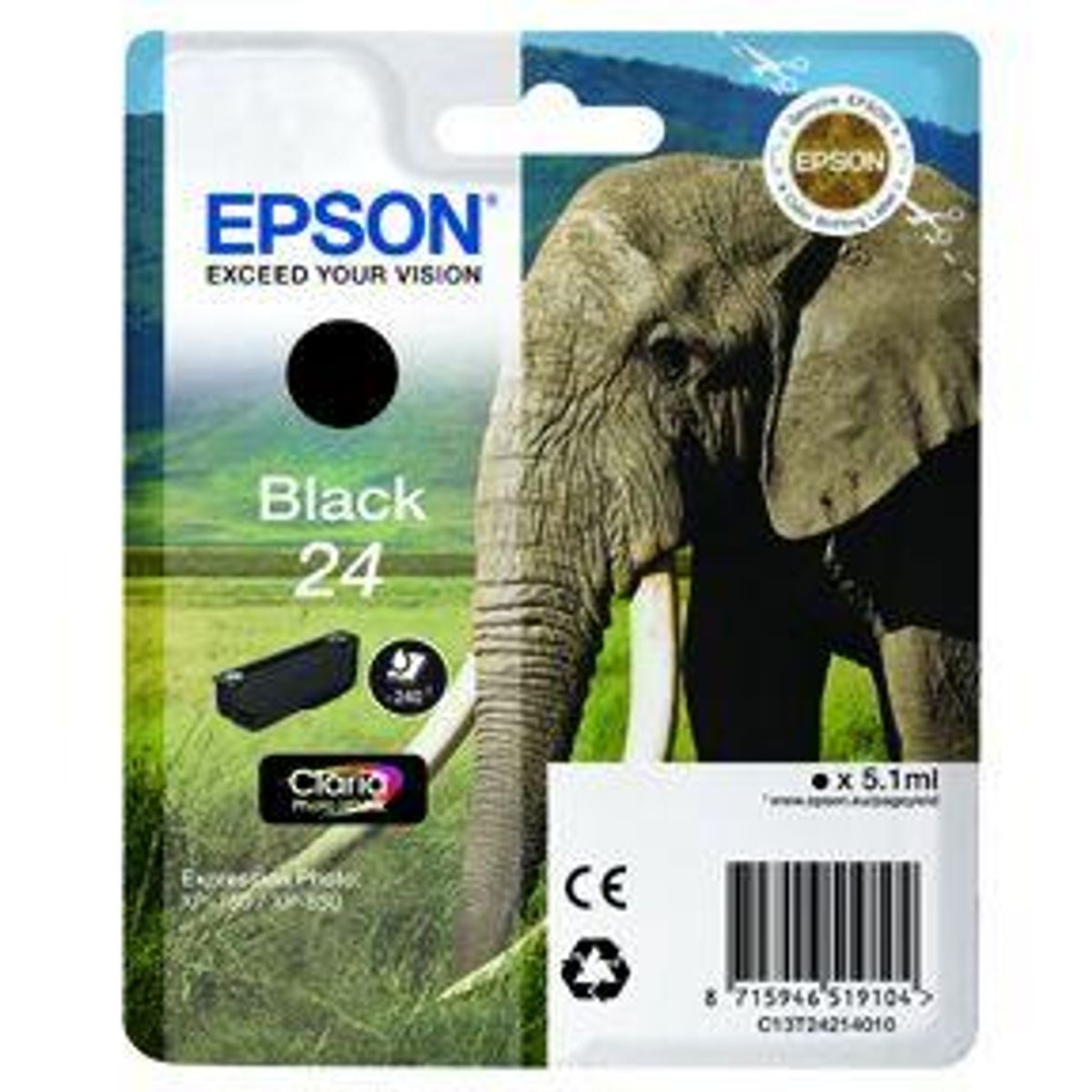 Sort blækpatron - Epson 24B - 5.1 ml