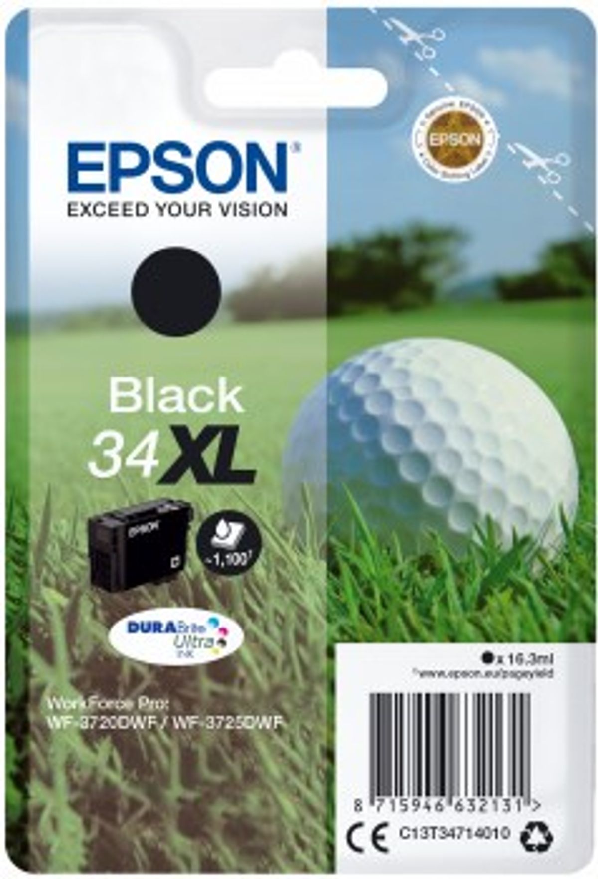 Sort blækpatron - Epson 34XL - 16,3ml