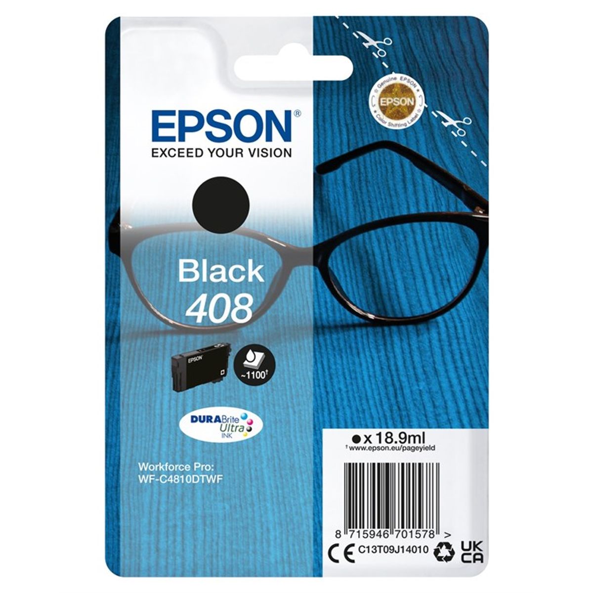 Sort blækpatron - Epson 408 - 18,9 ml.