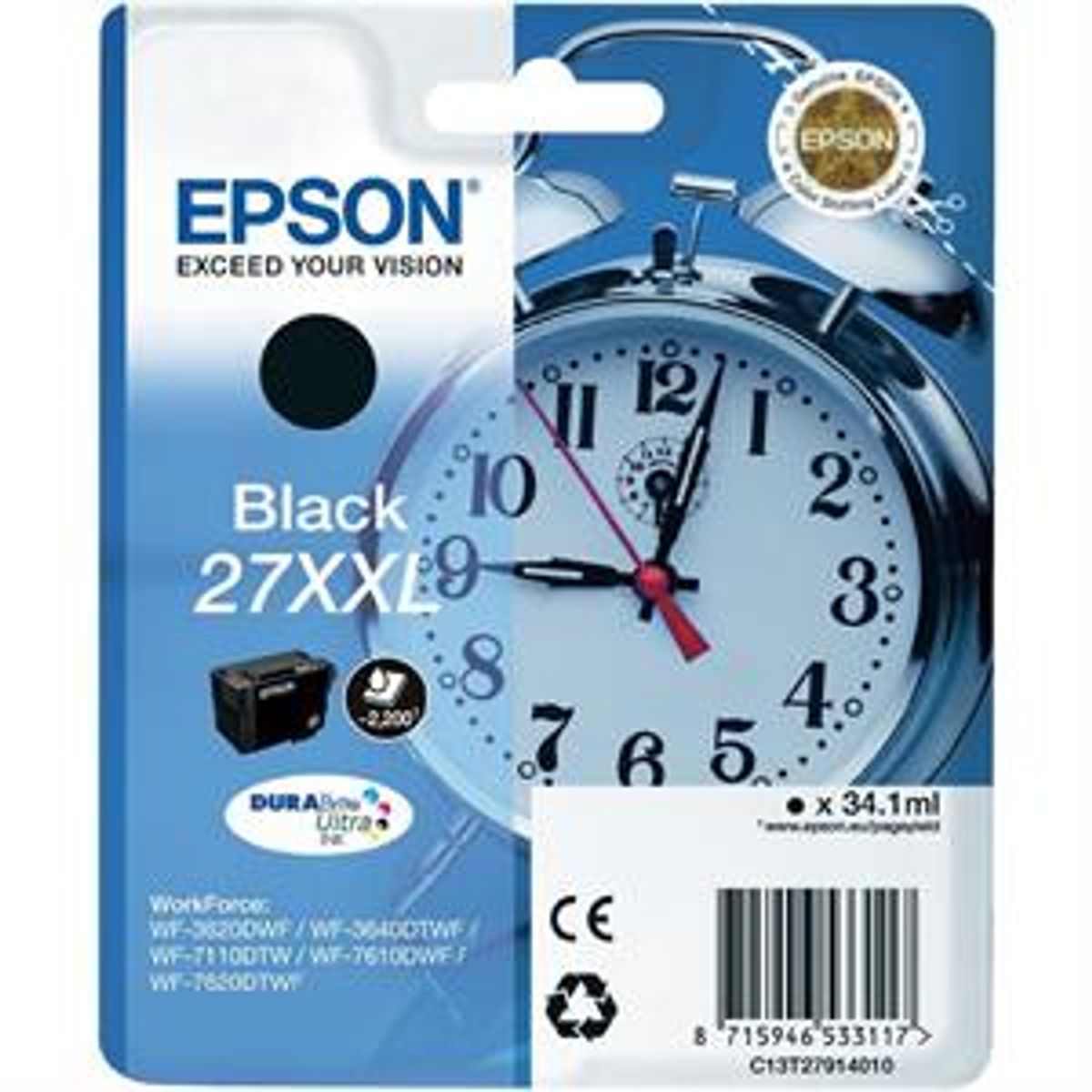 Sort blækpatron - Epson nr.27XXL - 2.200 sider