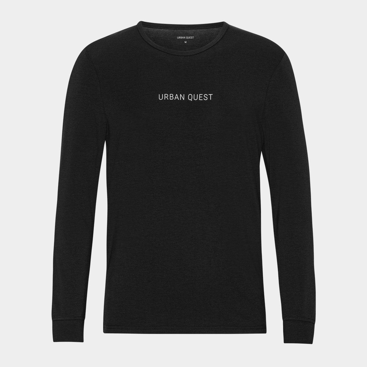 Sort langærmet bambus T-shirt med rund hals fra Urban Quest, L