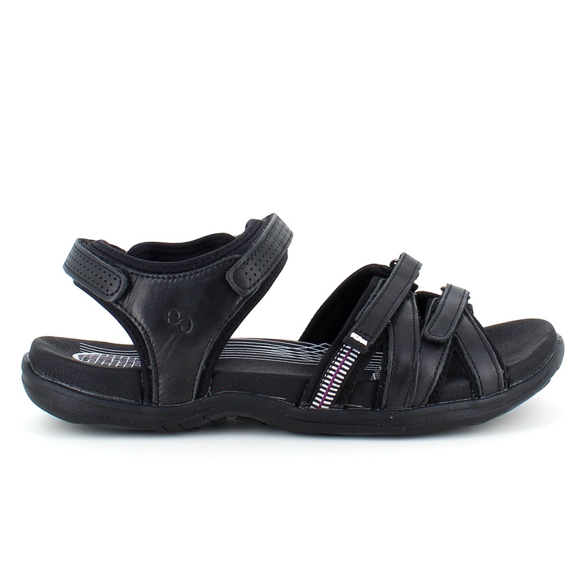 Sort sandal fra Green Comfort med fire indstillige remme - 42