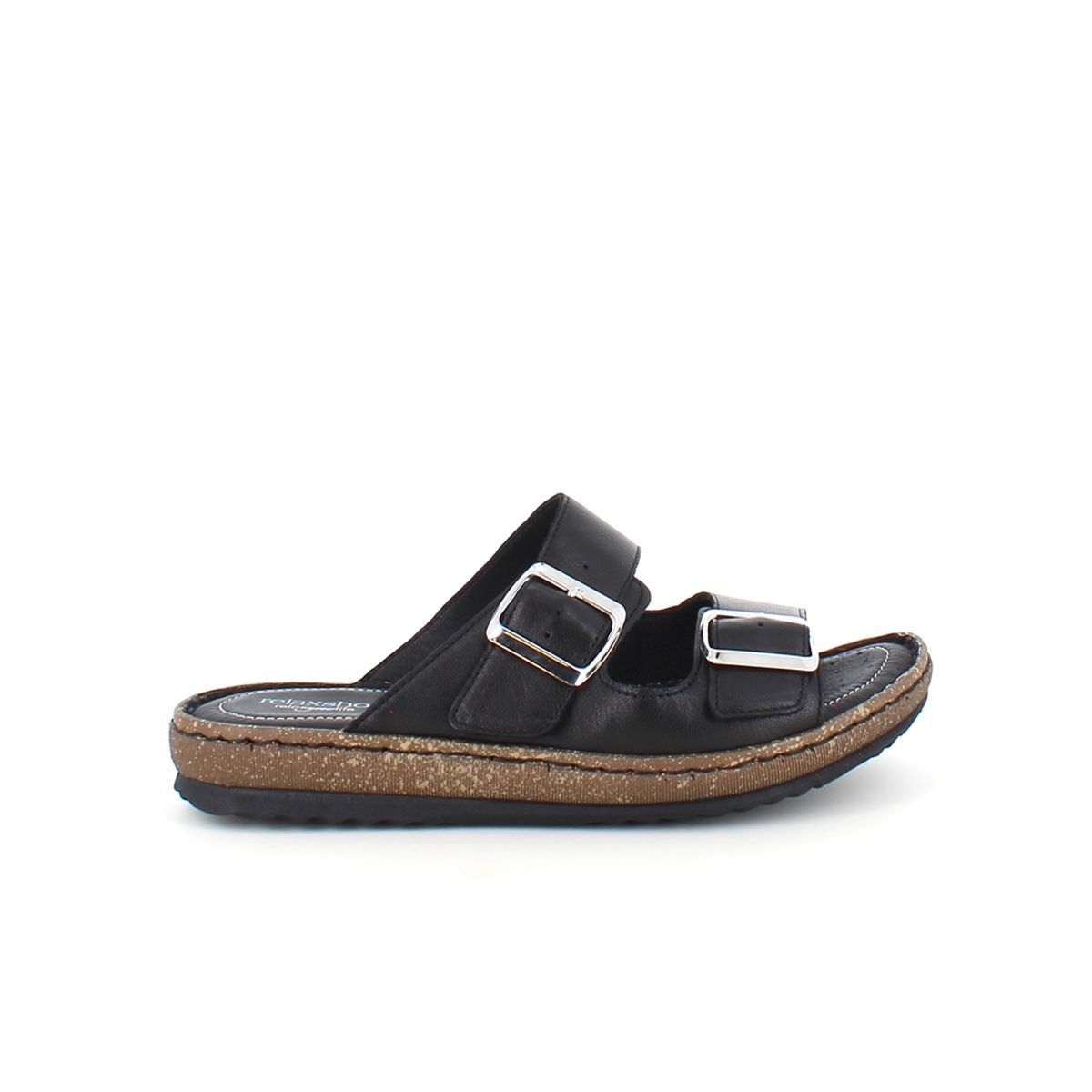 Sort slip in sandal i skind fra Relaxshoe - 37