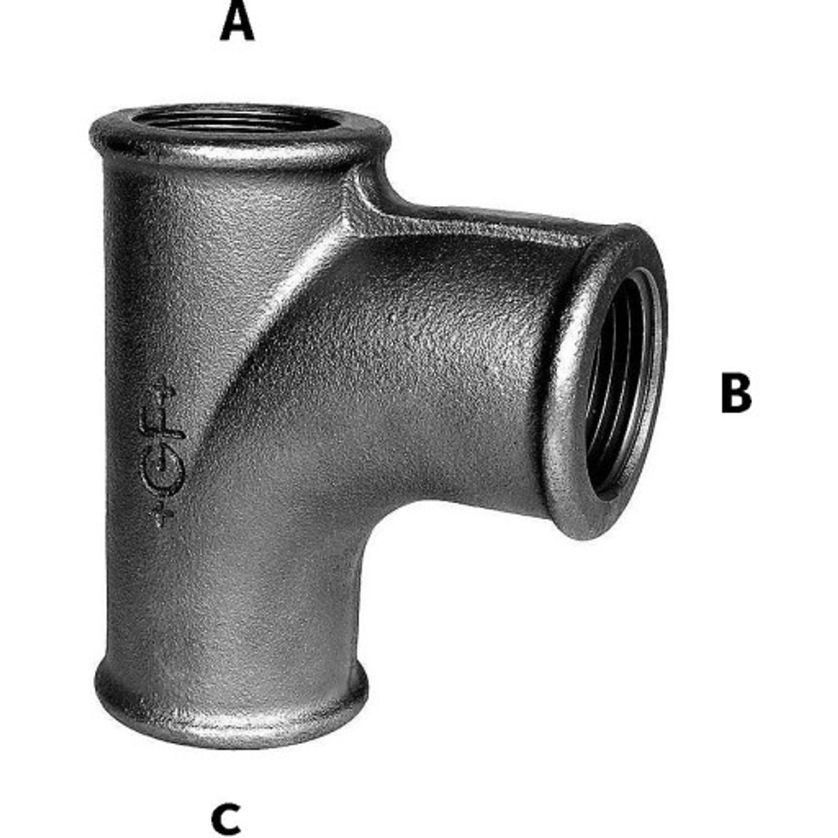 Sort strømtee 1/2"