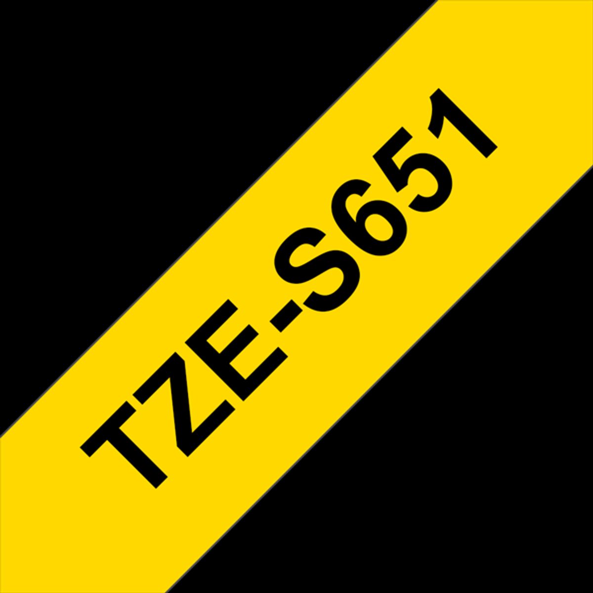 Sort tekst / gul tape - 24mm x 8m - Original TZe-s651 Brother tape - EKSTRA KLÆBENDE