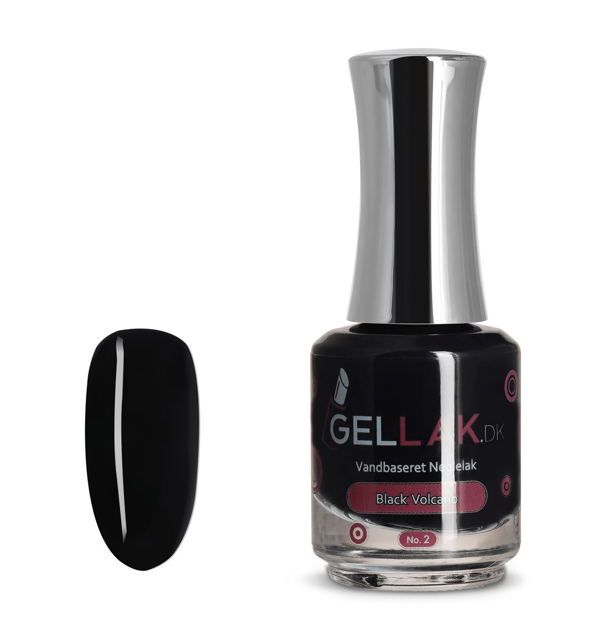 Sort Vandbaseret Neglelak | "Black Volcano" No. 2 | 15 ml | Gellak.dk