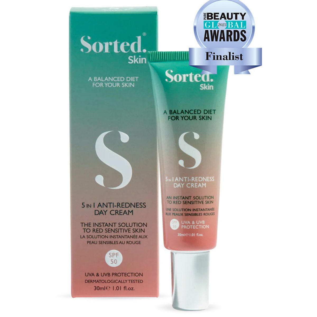 Sorted Skin 5 in 1 Anti-Redness Day Cream, SPF50, 30ml.