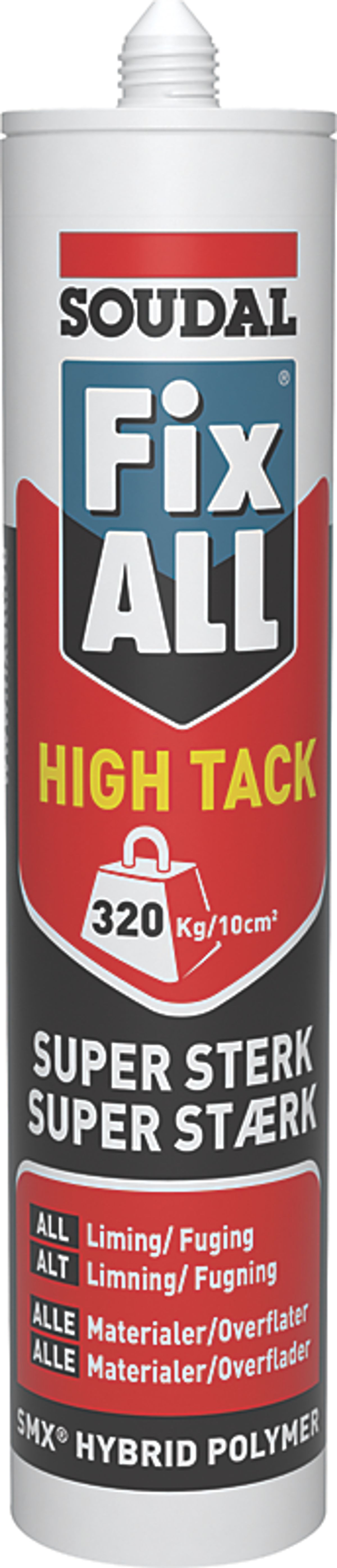 Soudal montagelim 290ml Fix all high tack hvid malbar multifuge/montagelim