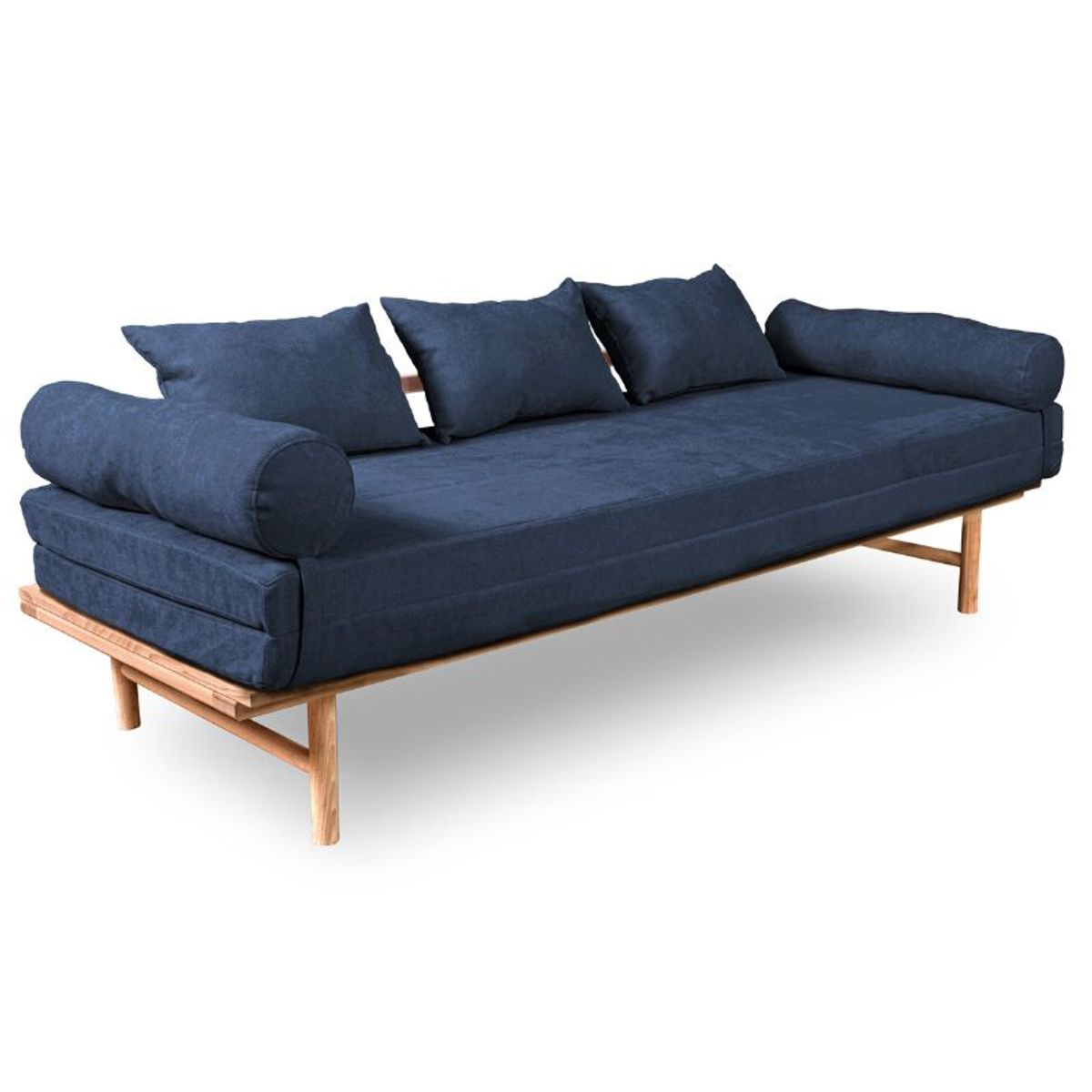 Sovesofa i træ på 201x144x55 cm Flere farver - Oliebehandlet / Antracitgrå