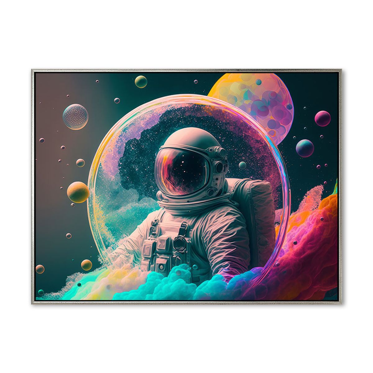 Spaceman Bubble - 70x100 cm - Sølv svæveramme