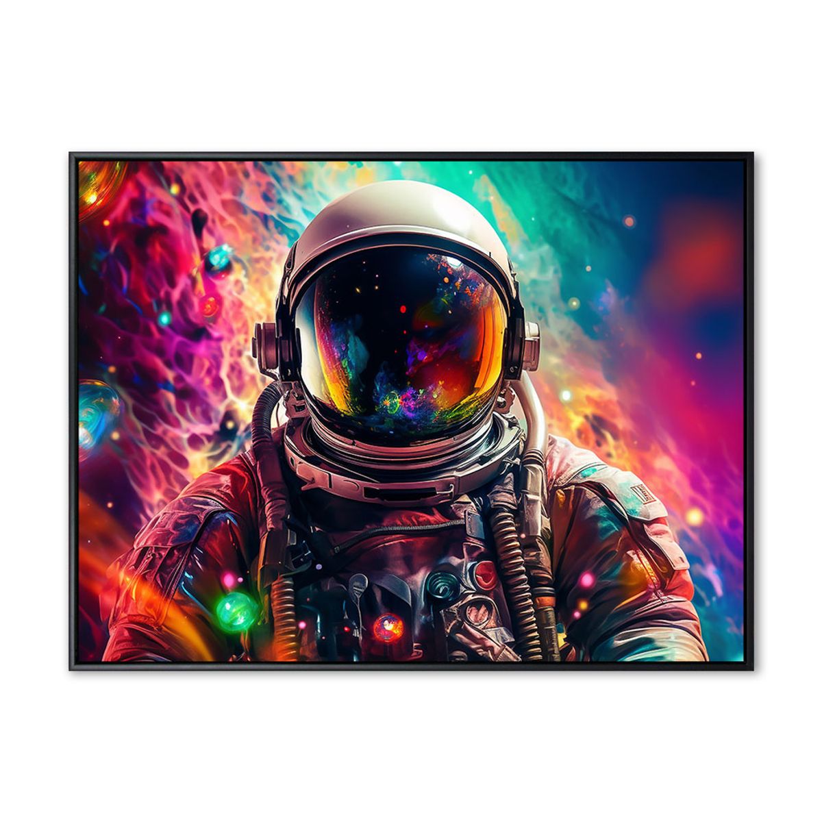 Spaceman in colors - 90x120 cm - Sort svæveramme