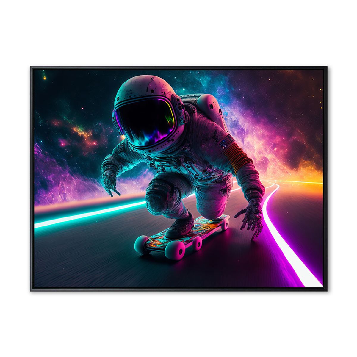 Spaceman skateboard - 70x100 cm - Sort svæveramme