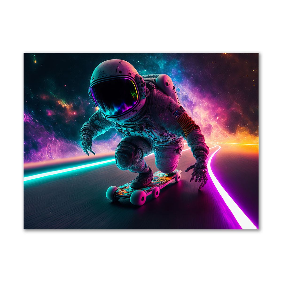 Spaceman skateboard - 90x120 cm - Uden svæveramme