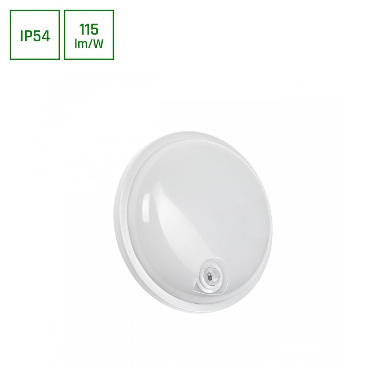 Spectrum 20W Teknik lampe - IP54, IK07, 230V, Rund, 4000K, PIR sensor. - Kulør : Neutral