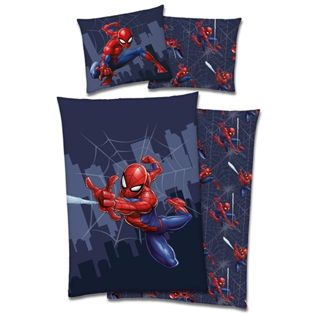 Spiderman Junior sengetøj 100x140 cm - Flying - 2 i 1 - 100% bomuld