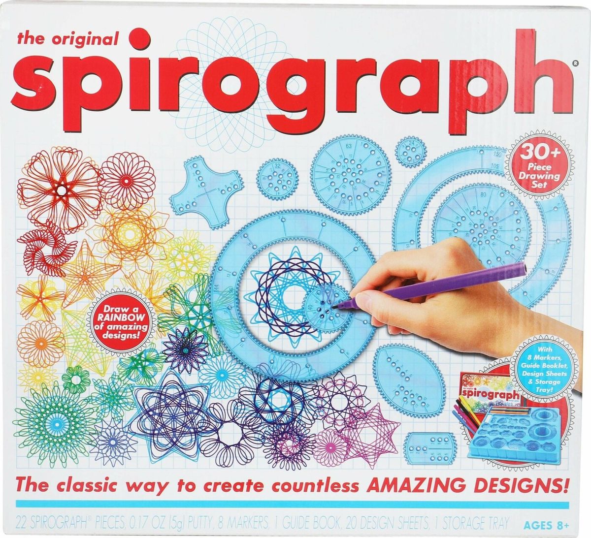 Spirograph Sæt - Spiral Tegnesæt Med Tusser - 30+ Dele