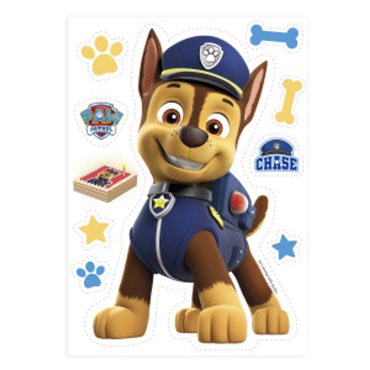 Spiseligt vaffelpapir Paw Patrol Chase sukkerfri 14,8x21 cm