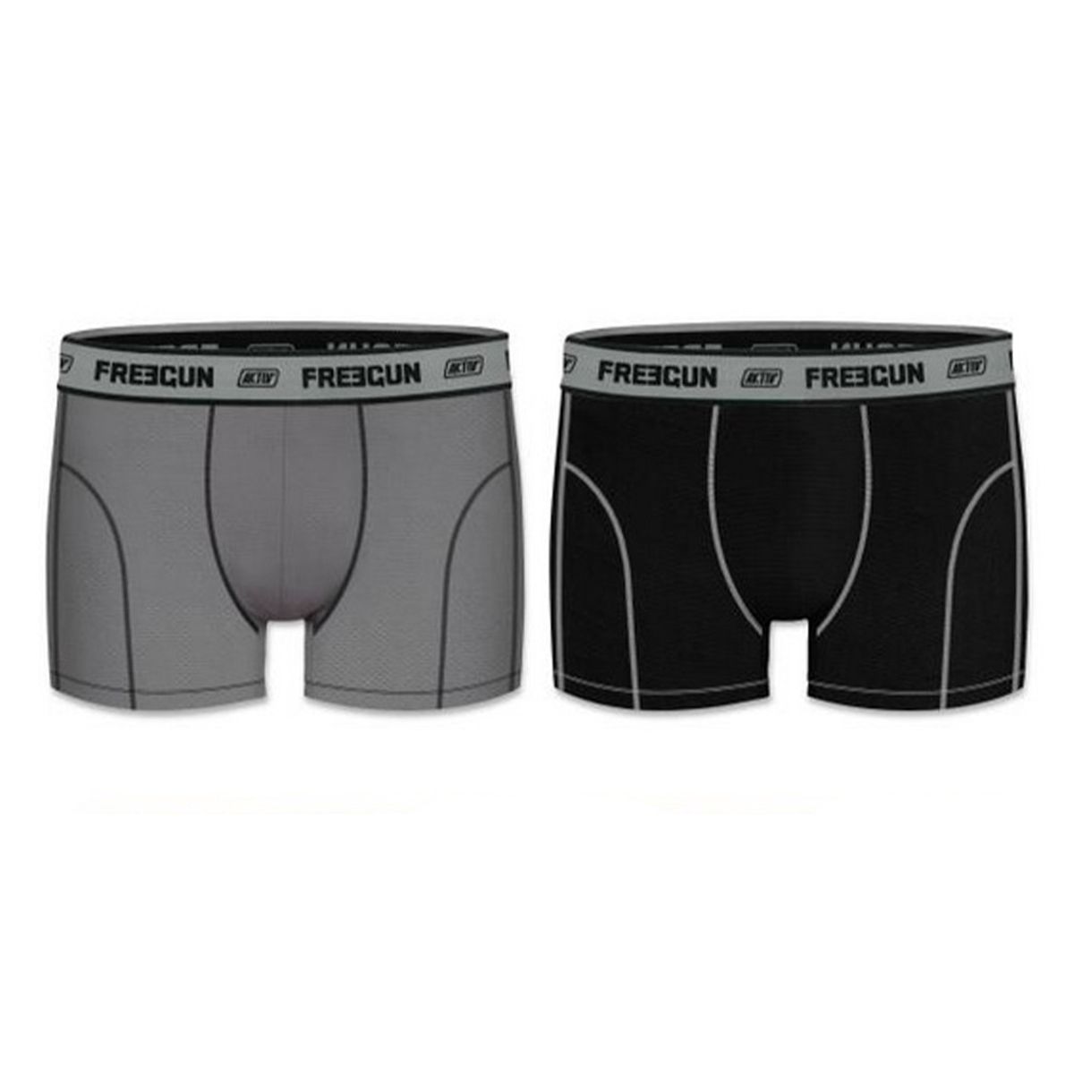 Sports Boxershorts i Microfiber - Sort og grå Mesh - Freegun