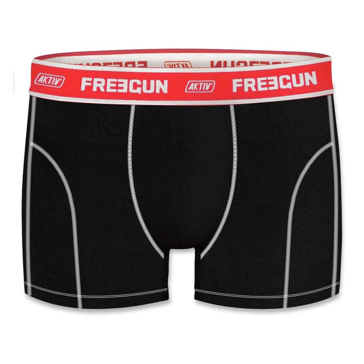 Sports Boxershorts i Microfiber - Sort-Rød Mesh - Freegun