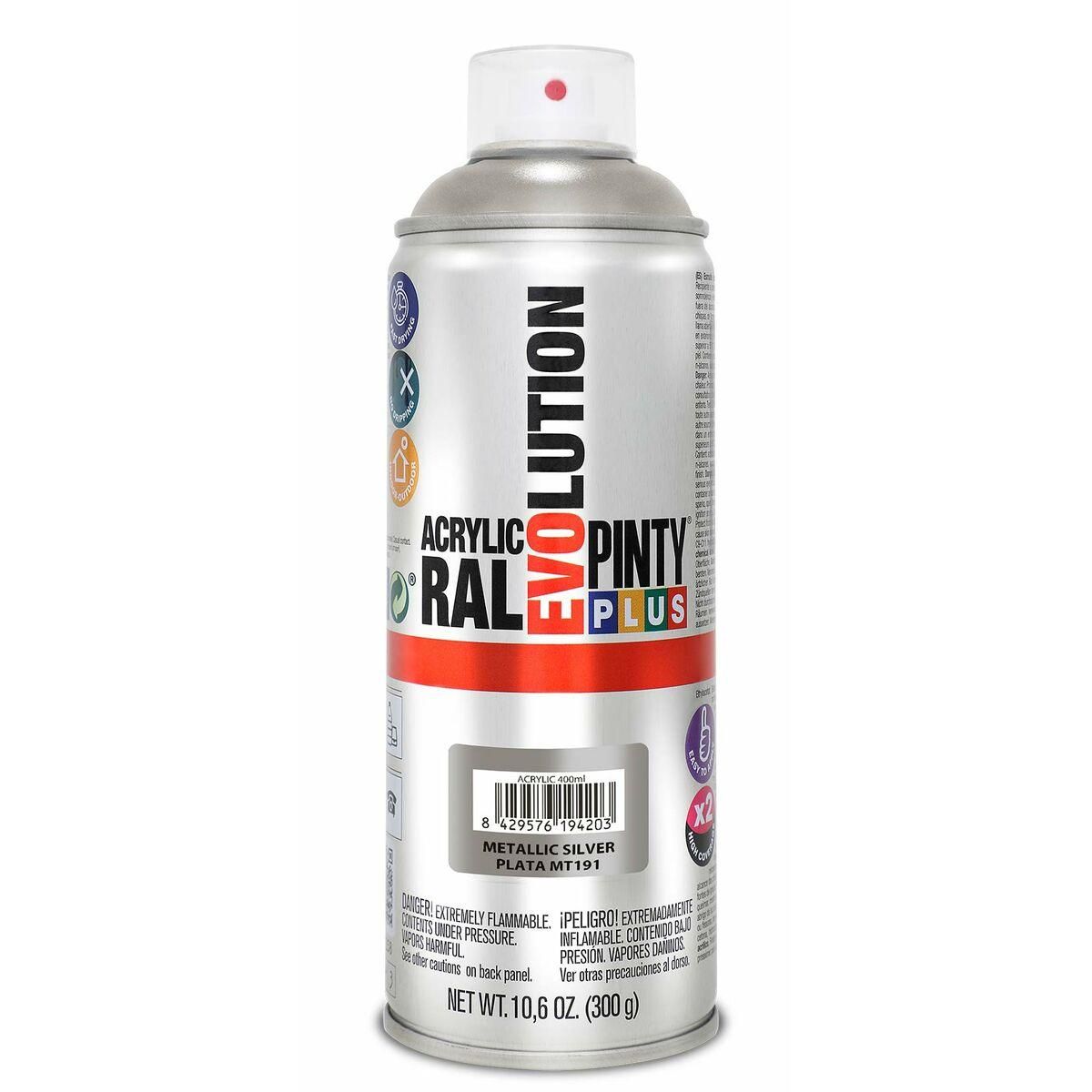 Spraymaling Pintyplus Evolution MT191 Metallic 400 ml Sølvfarvet