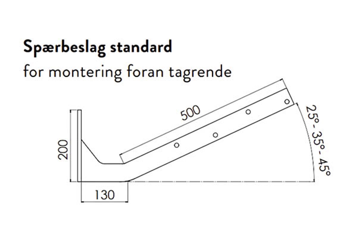 Spærbeslag til tagspær - vælg imellem 3 ... 35 grader