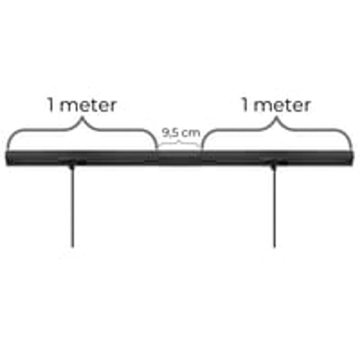 Square lampeskinne til loft til nedhngte lamper (pendler), til 2 lamper, midtertilslutning, sort, 2 meter