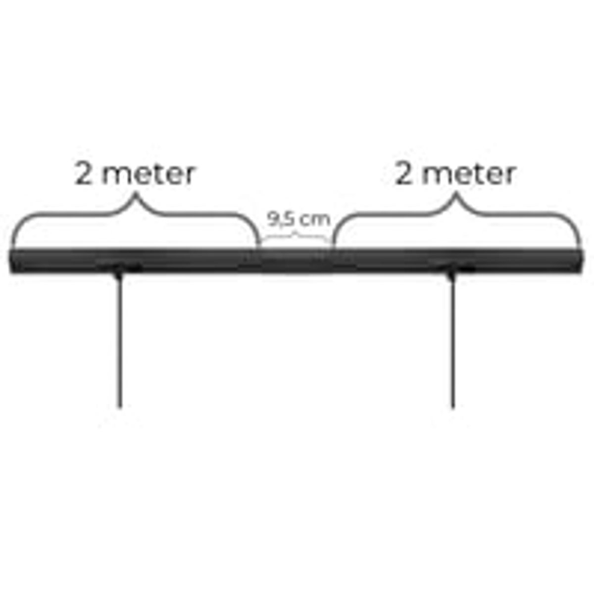 Square lampeskinne til loft til nedhngte lamper (pendler), til 3 lamper, midtertilslutning, sort, 4 meter