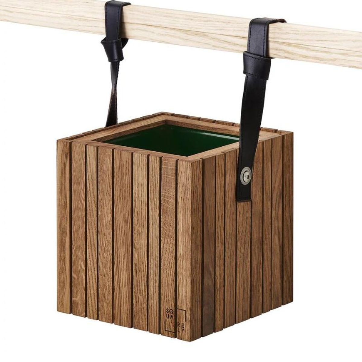 Squarely GrowON plantekasse i mørk eg + HoldON stropper Flere varianter - 38 cm / Cognac læder