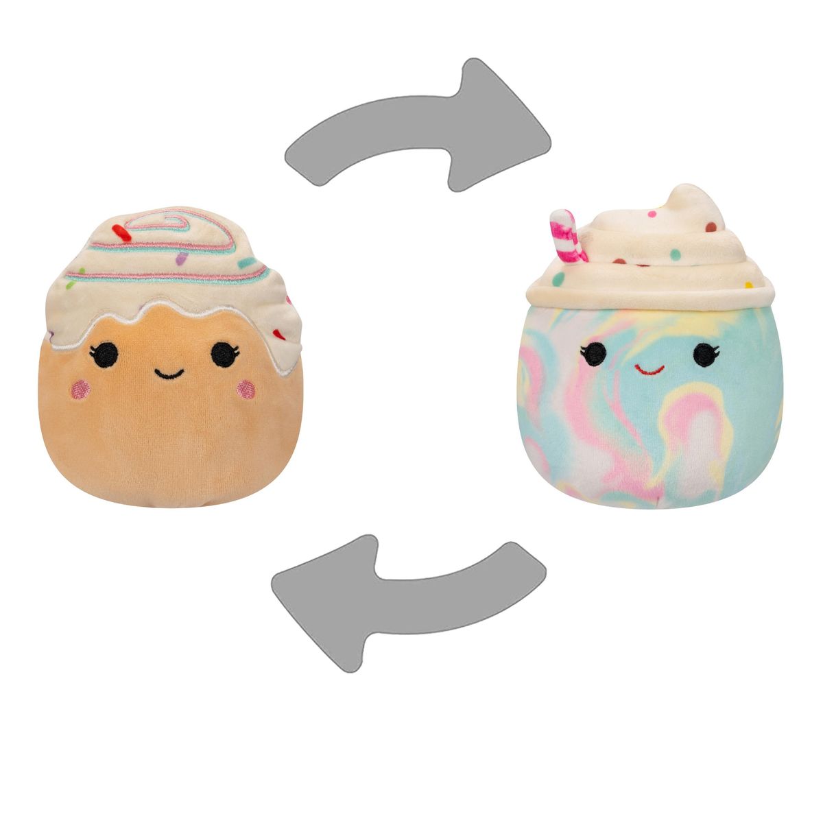 Squishmallows - Flip A Mallow Kelen the Rainbow Frappe/Rease the Cinnamon Bun 13 cm