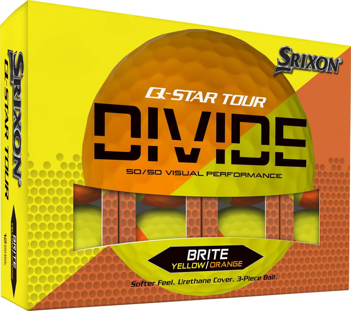 Srixon Q-Star Tour Divide Golfbolde - Gul/Orange