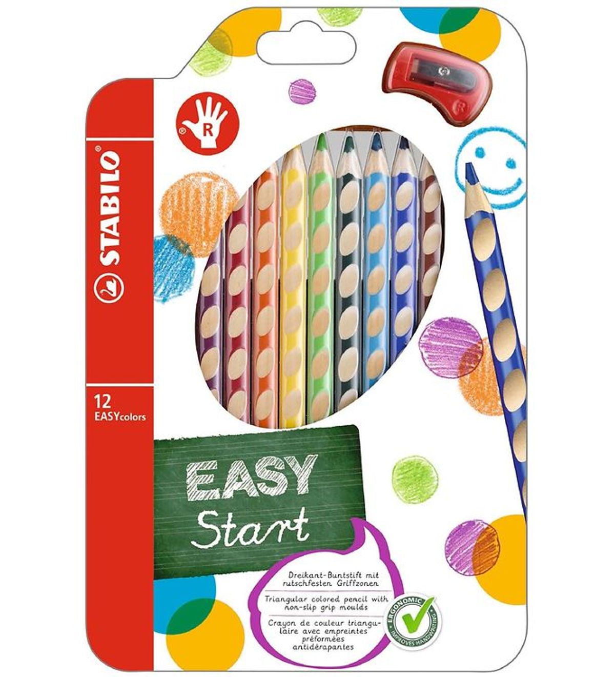 Stabilo Farveblyanter - EasyColors - Højre - 12 stk. - Multifarv