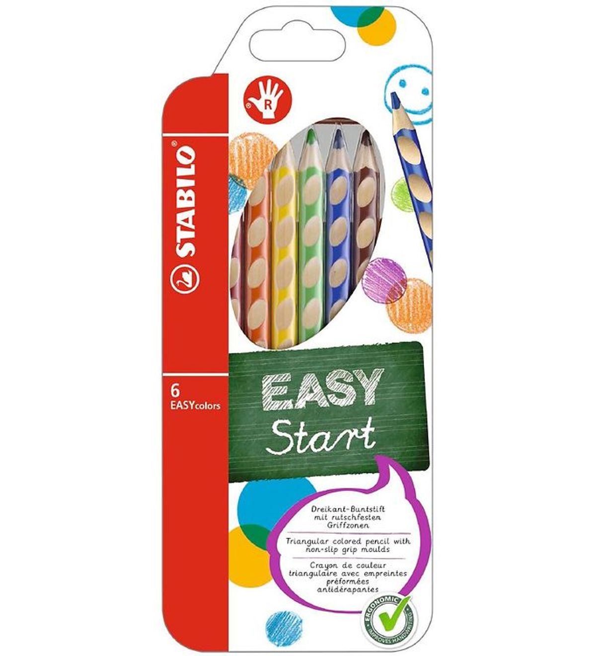 Stabilo Farveblyanter - EasyColors - Højre - 6 stk. - Multifarve