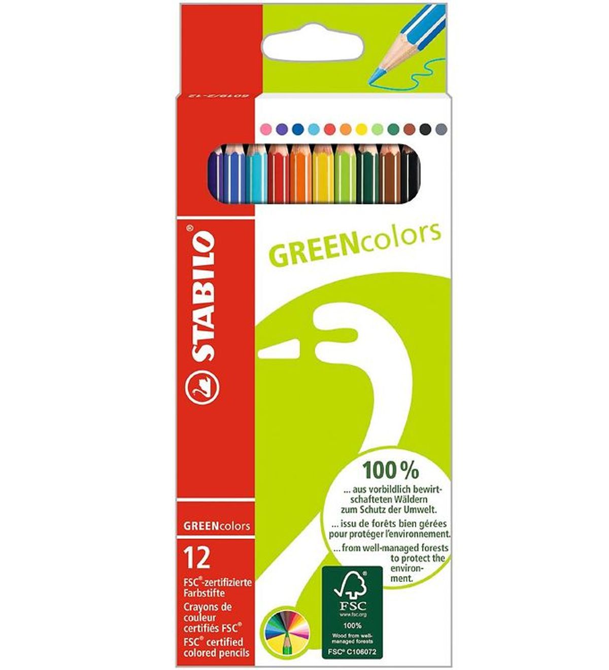 Stabilo Farveblyanter - GreenColors - 12 stk. - Multifarvet