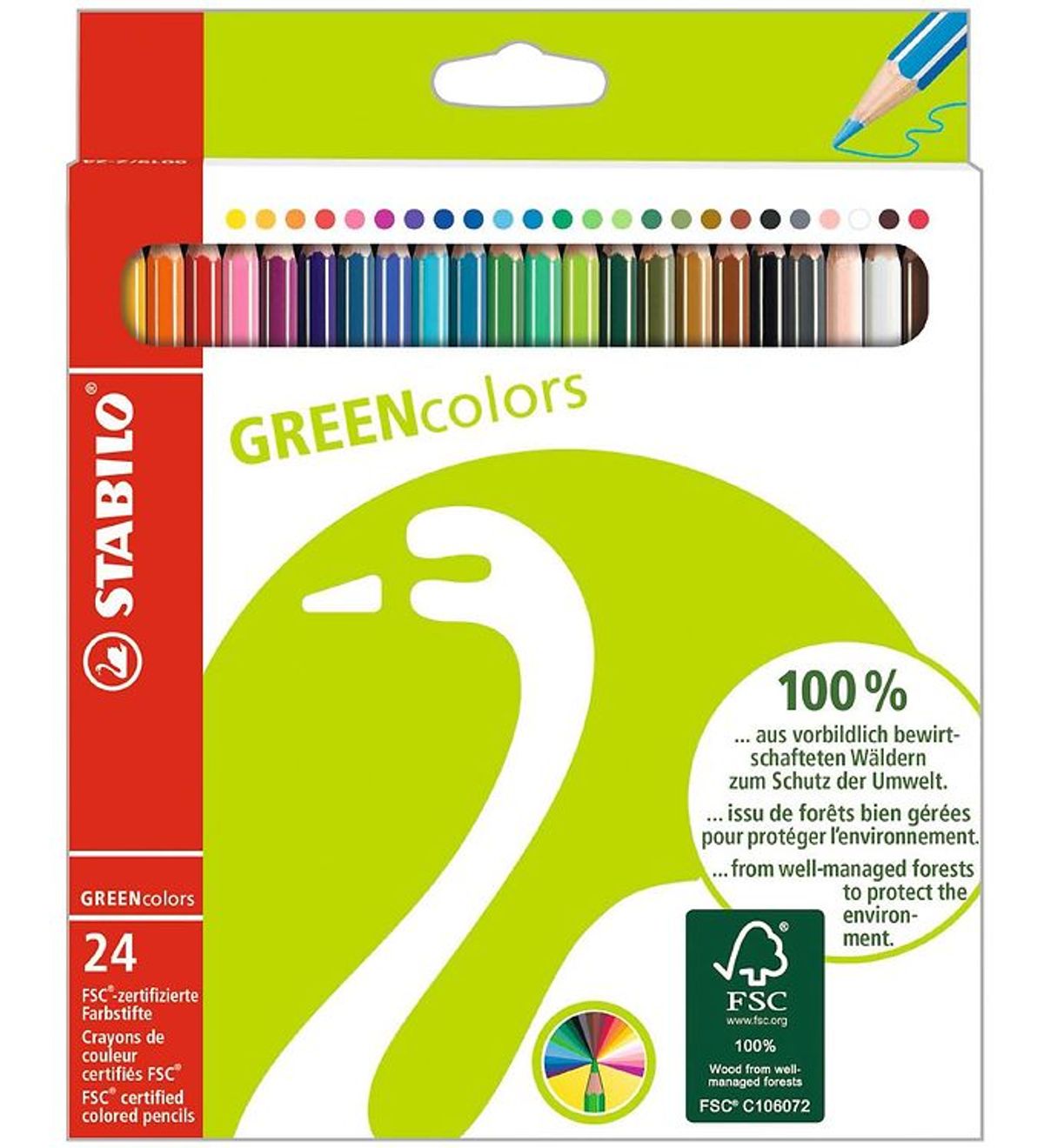 Stabilo Farveblyanter - GreenColors - 24 stk. - Multifarvet