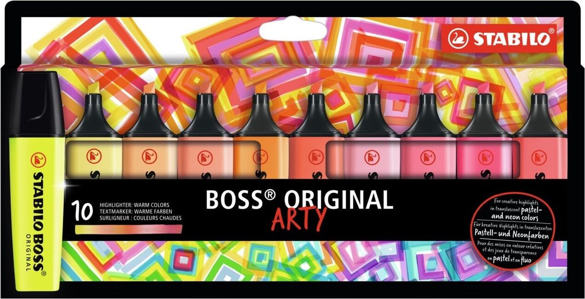 Stabilo - Highlighter Boss Original Arty - Varme Farver (10 Stk)