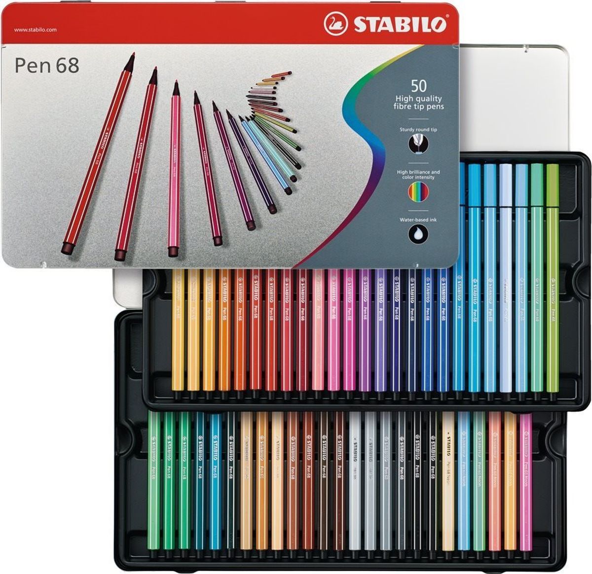 Stabilo Pen 68 arty Metal box 50 stk.