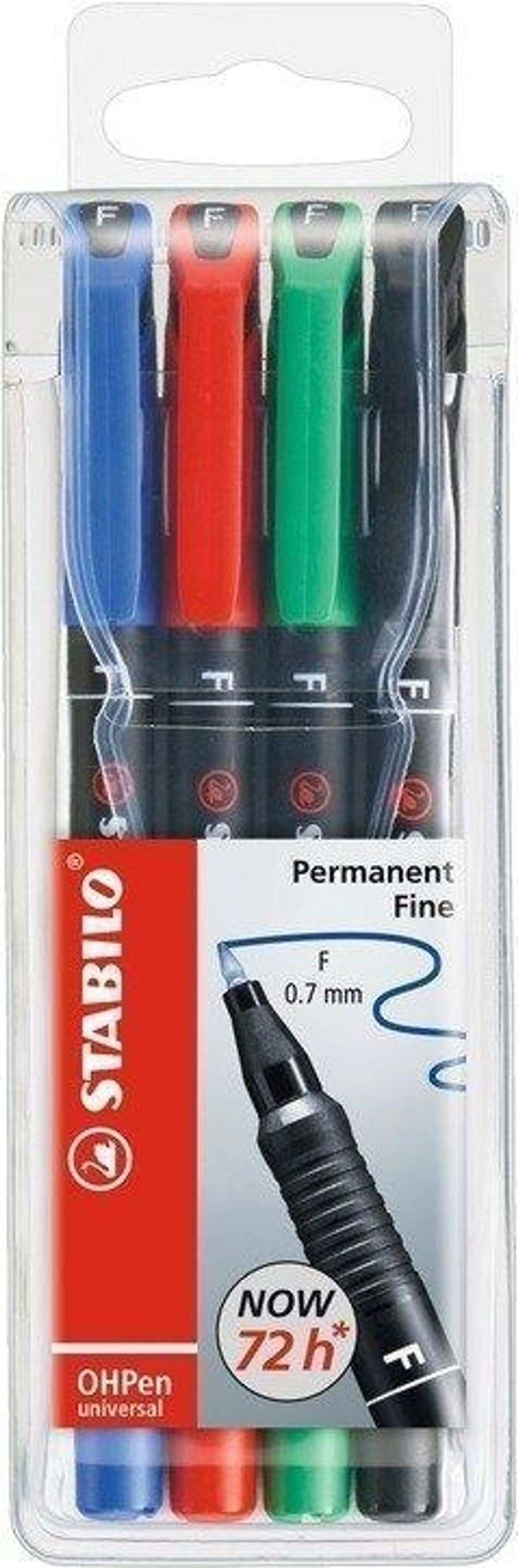 Stabilo Permanent Fine 0,7mm 4 stk/pk