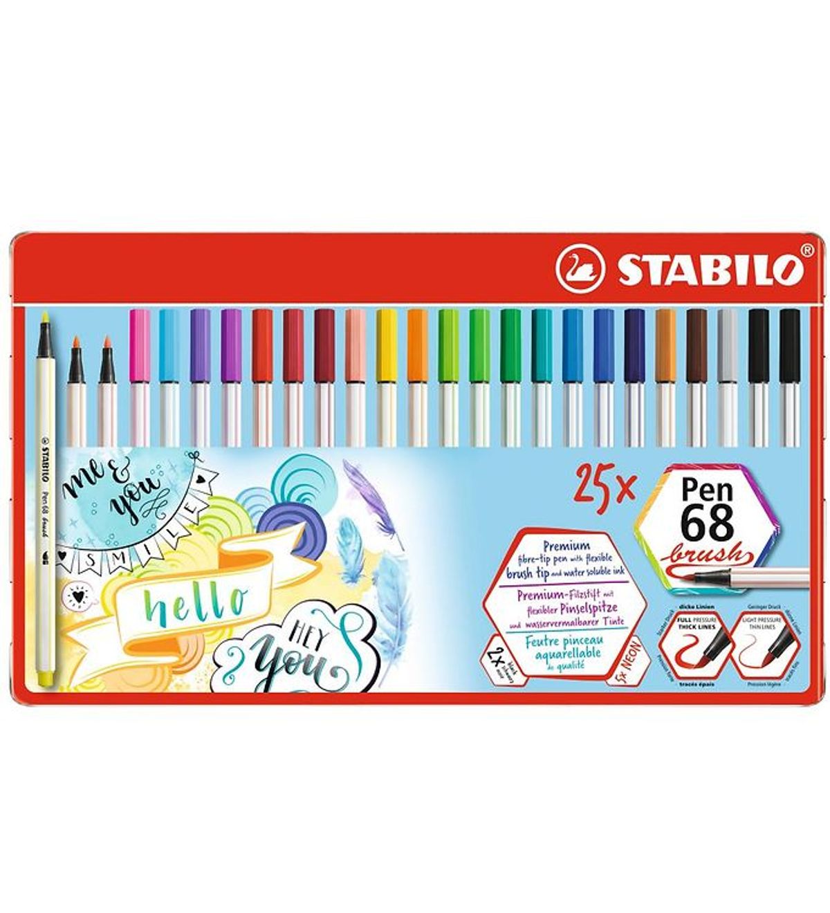 Stabilo Tuscher - Pen 68 Brush - 25 stk. - Multifarvet