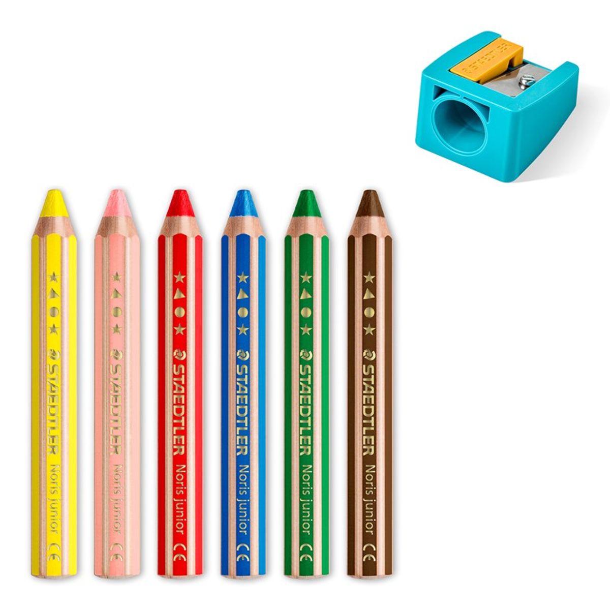 STAEDTLER Buddy Chunky 3-i-1 farveblyant, 6 stk. med blyantspidser