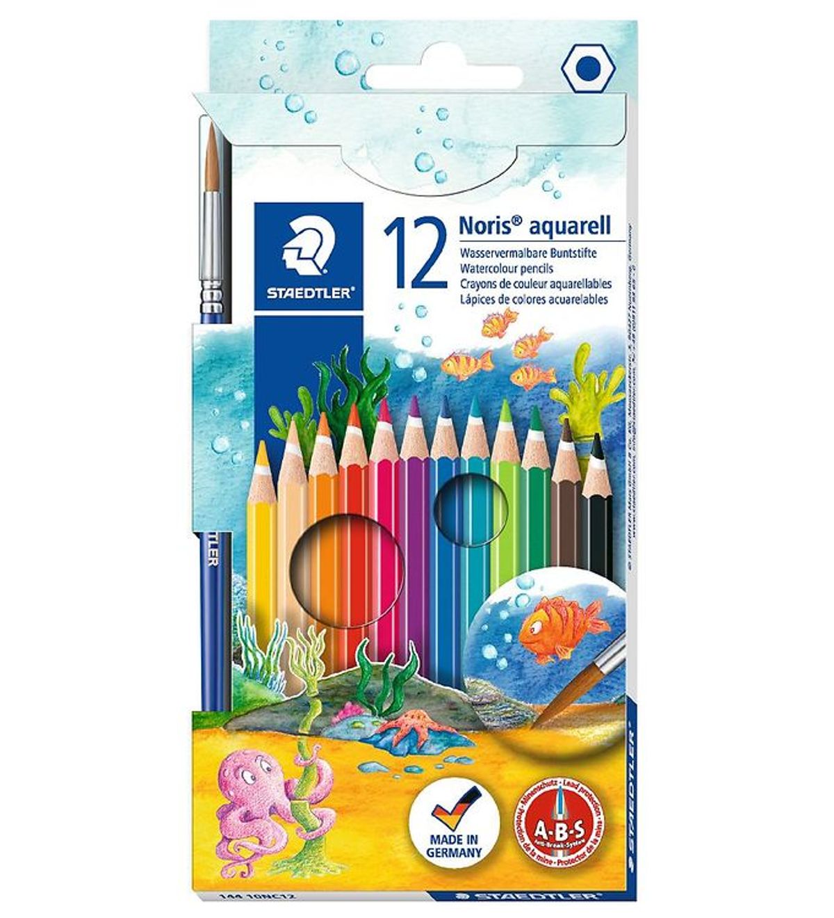 Staedtler Farveblyanter - Noris Aquarell - 12 stk m. Pensel