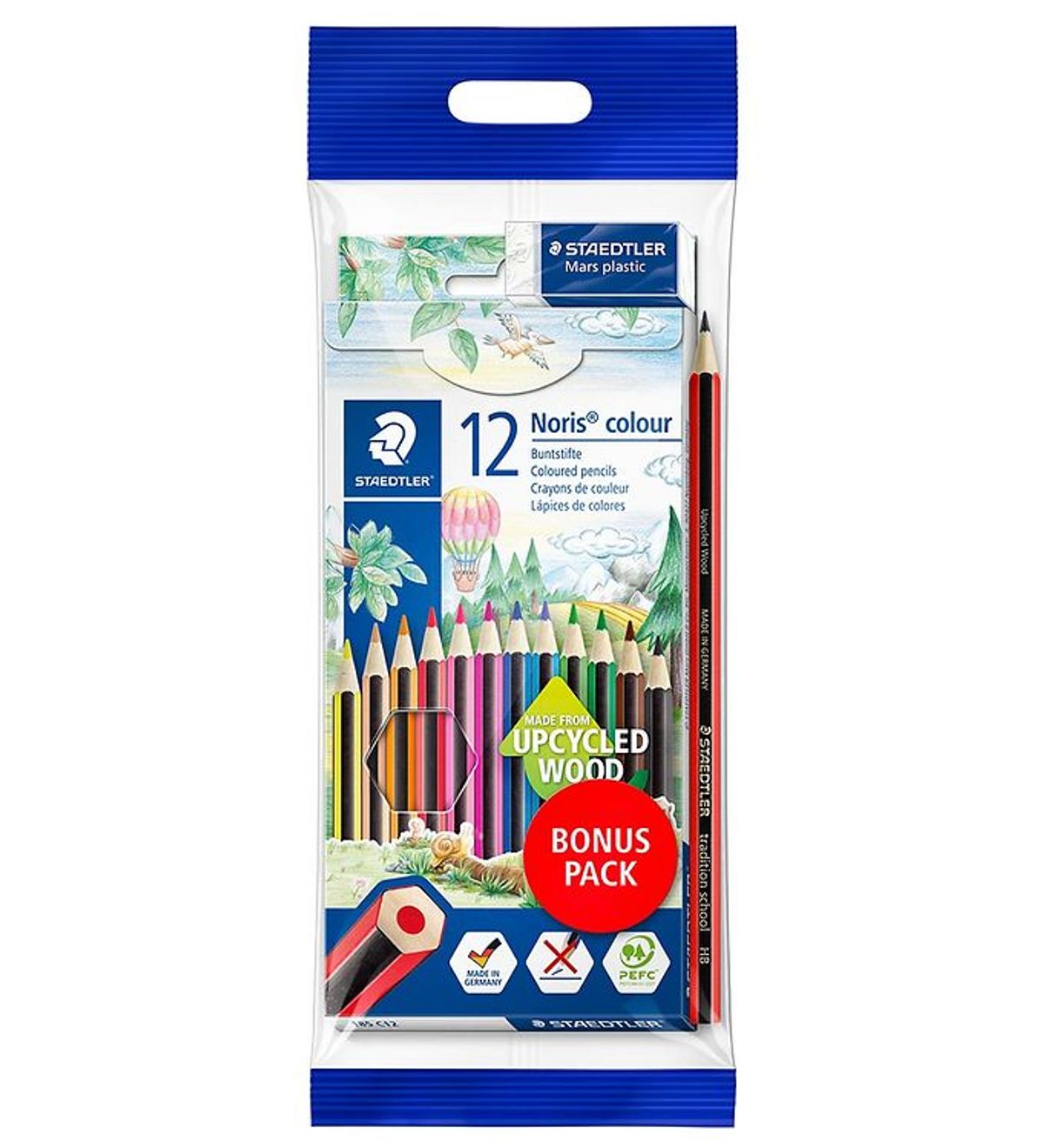 Staedtler Farveblyanter - Noris Upcycled Wood - Bonus Pack - 12+