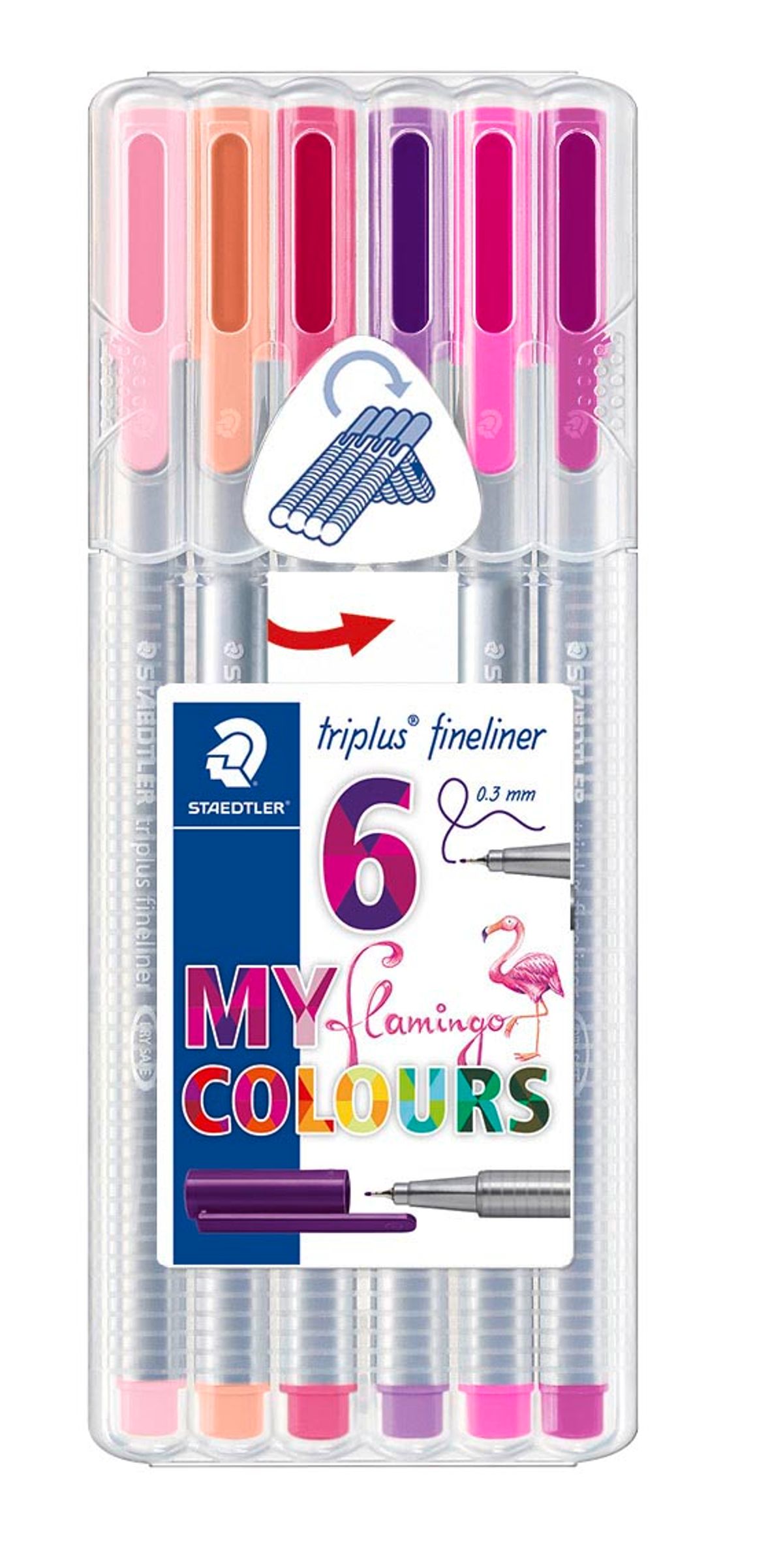 Staedtler Fineliner Triplus 0,3mm, 6 stk. "Flamingo Colours"