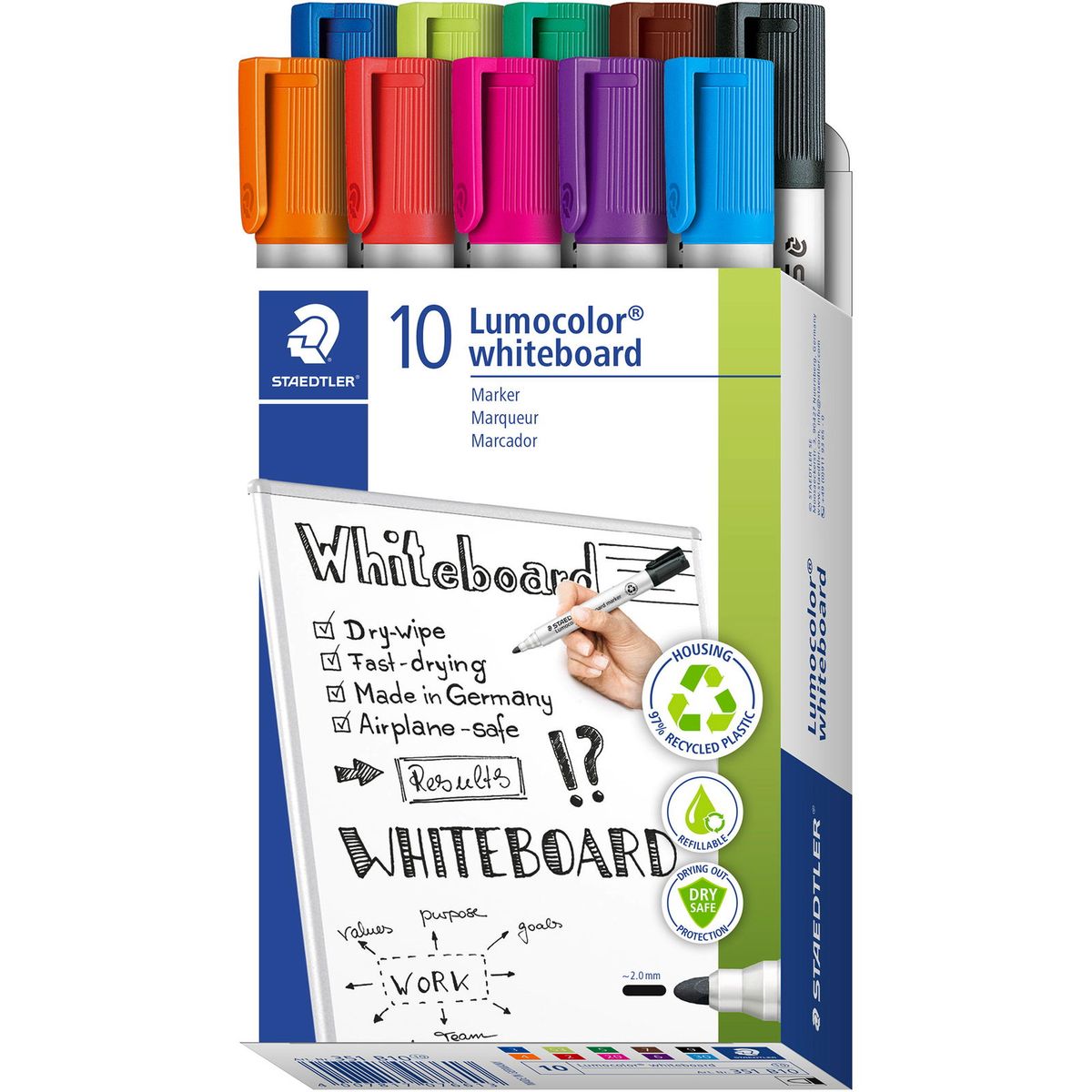 Staedtler Lumocolor 351 whiteboardmarker 10 farver